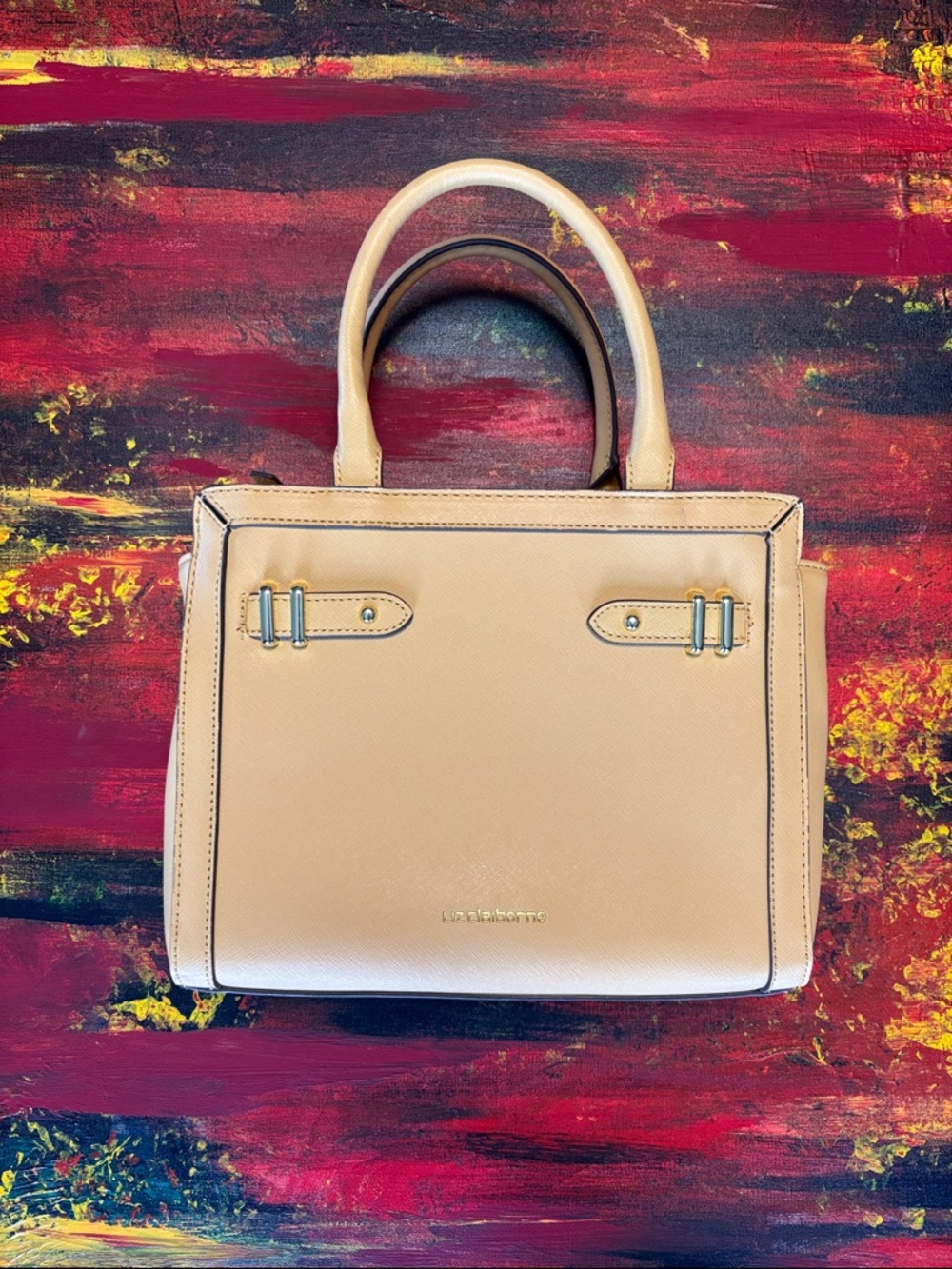 Liz Claiborne Blush Yellow Saffiano Satchel with Gold Hardware